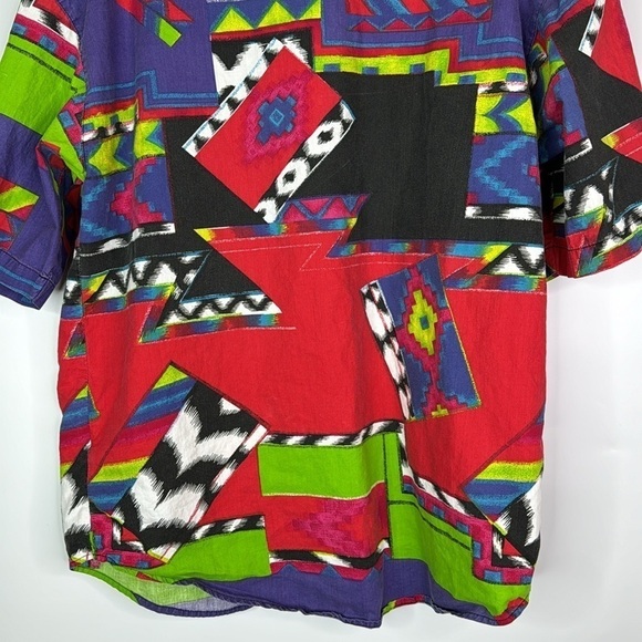 Vintage Red Rover Short Sleeve Button Up Abstract Shirt Size Medium - Picture 6 of 9